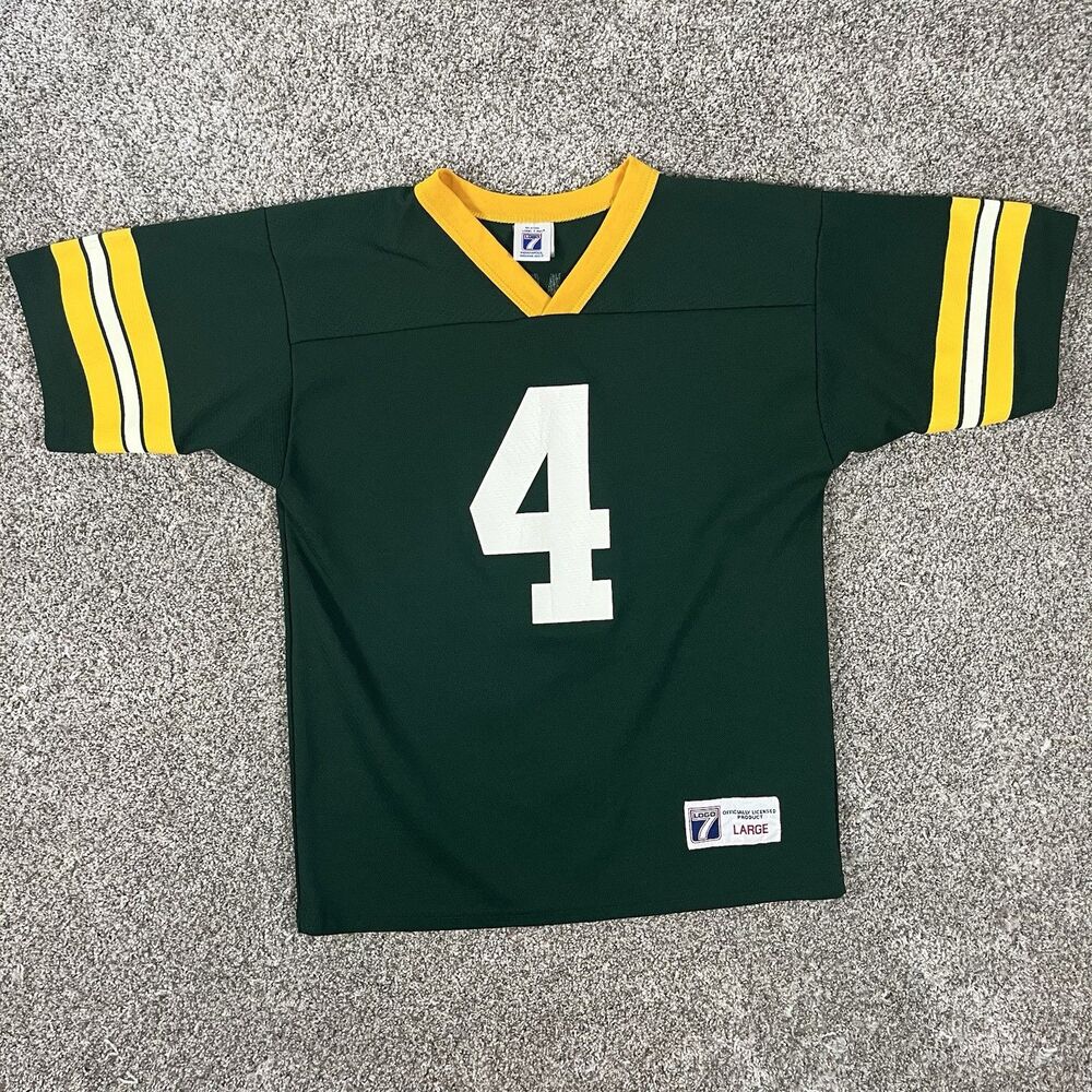 Vintage Logo 7 Brett Favre Green Bay Packers Shirt Tee Size Youth Large Adult S